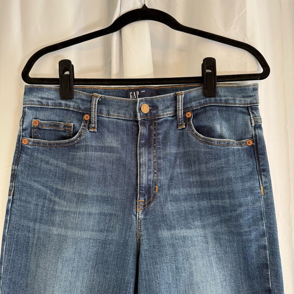 GAP High Rise Distressed Skinny Jeans Blue Ankle 30R - Picture 4 of 9